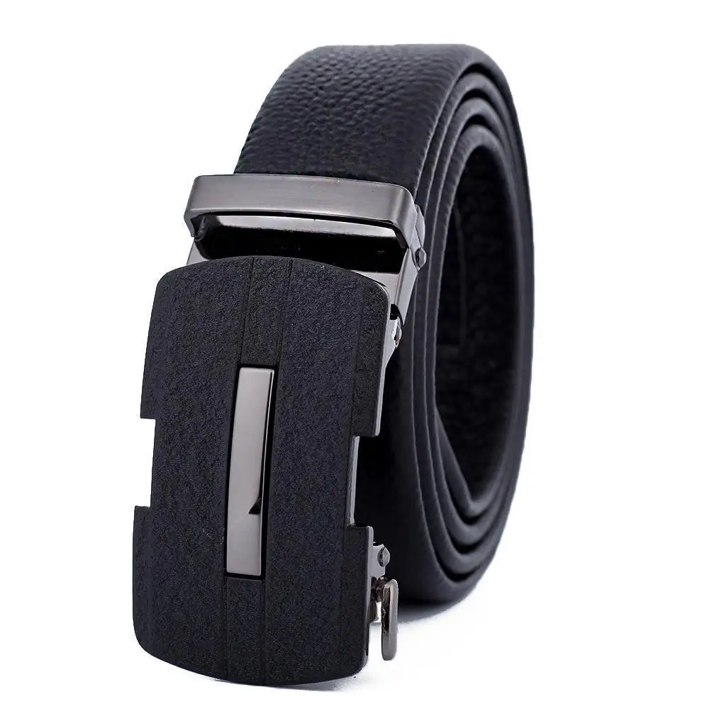 Men's Black Leather Belt with Automatic Buckle - Image 40