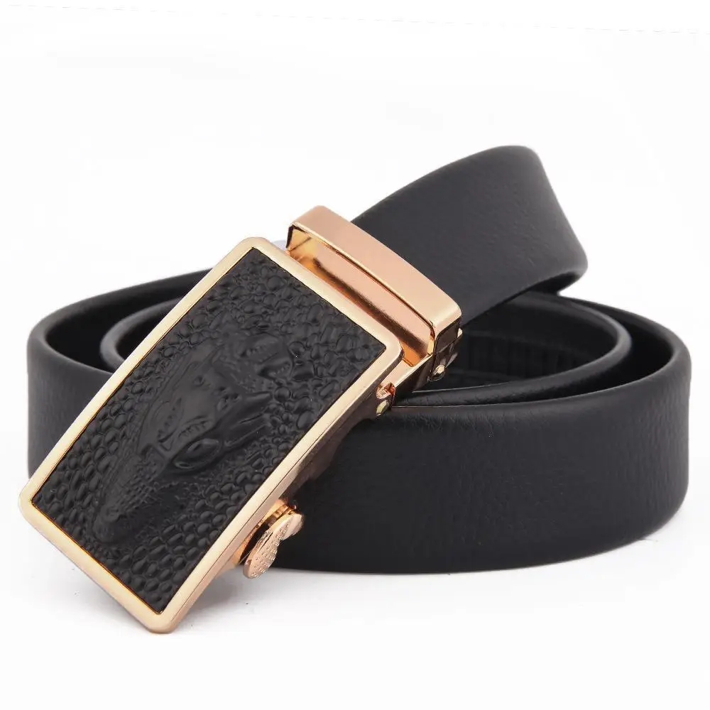 Men's Black Leather Belt with Automatic Buckle - Image 6
