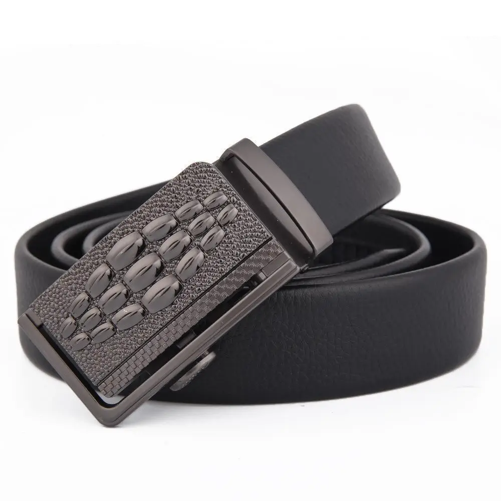 Men's Black Leather Belt with Automatic Buckle - Image 7