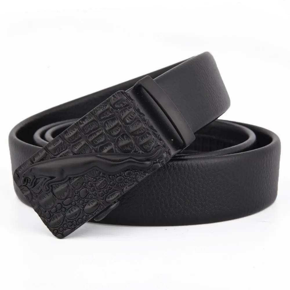Men's Black Leather Belt with Automatic Buckle - Image 9