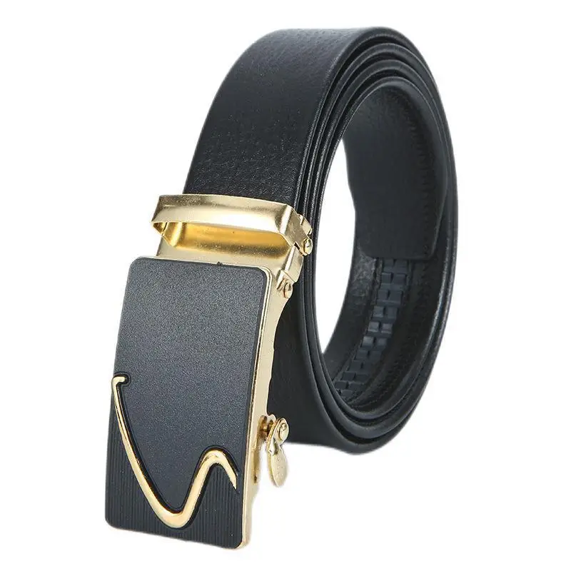 Men's Leather Belt with Automatic Buckle & Rose Gold Finish - Image 44
