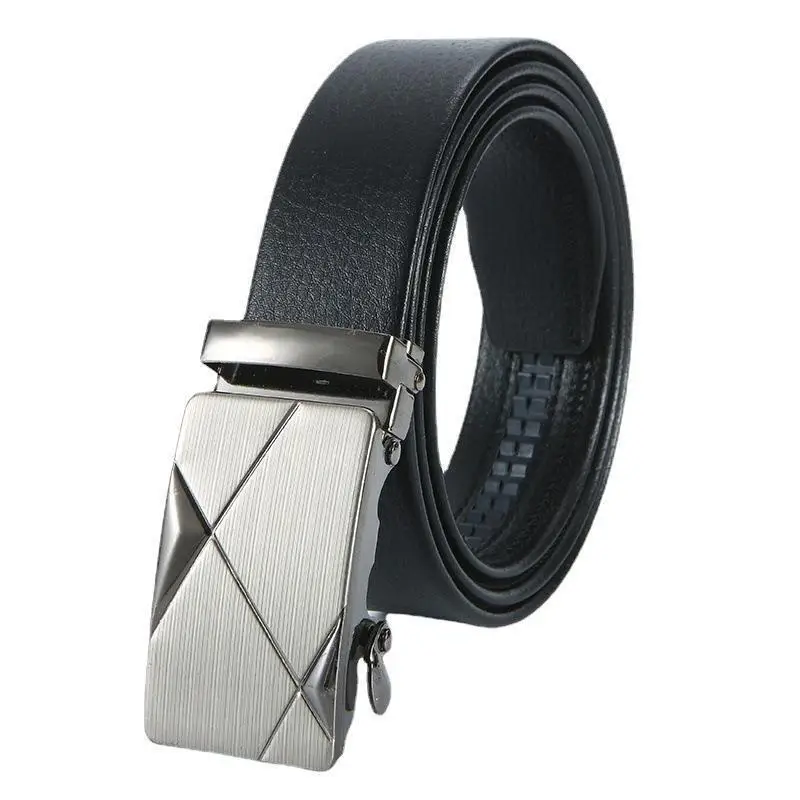 Men's Leather Belt with Automatic Buckle & Rose Gold Finish - Image 45