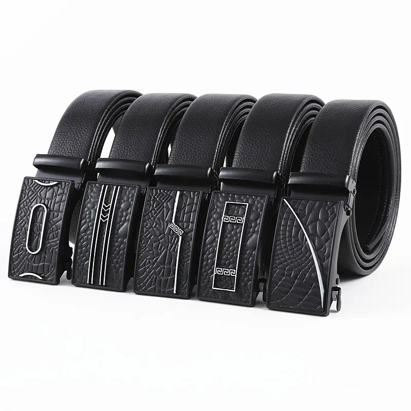 Men's Leather Belt with Automatic Buckle & Rose Gold Finish - Image 11