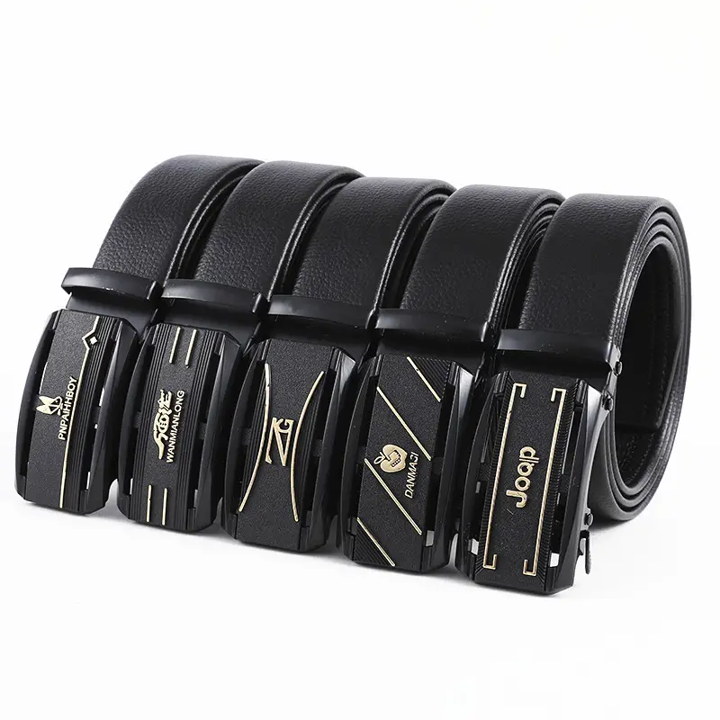 Men's Leather Belt with Automatic Buckle & Rose Gold Finish - Image 17