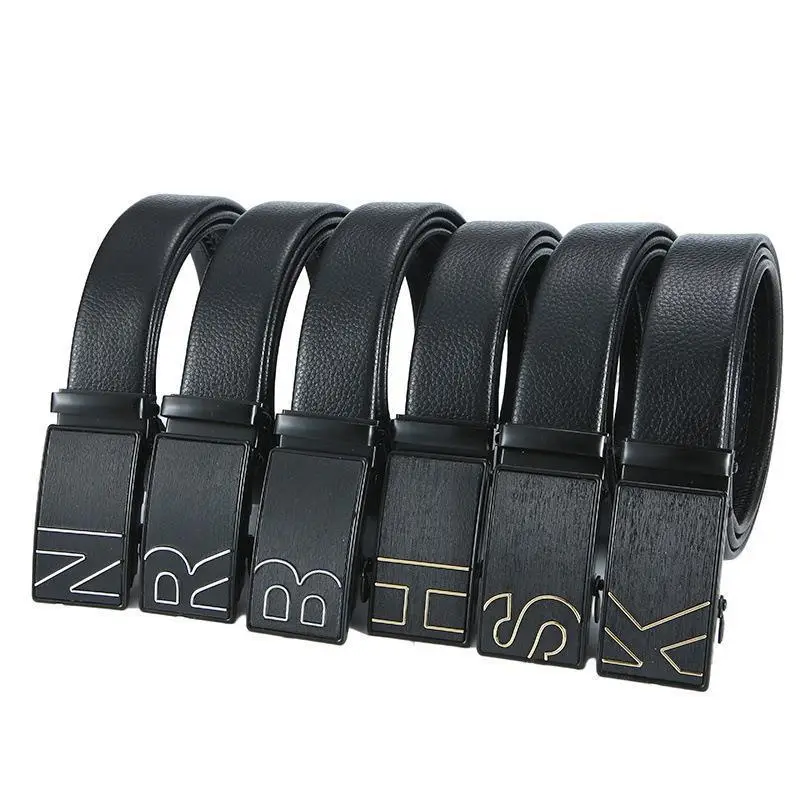 Men's Leather Belt with Automatic Buckle & Rose Gold Finish - Image 20