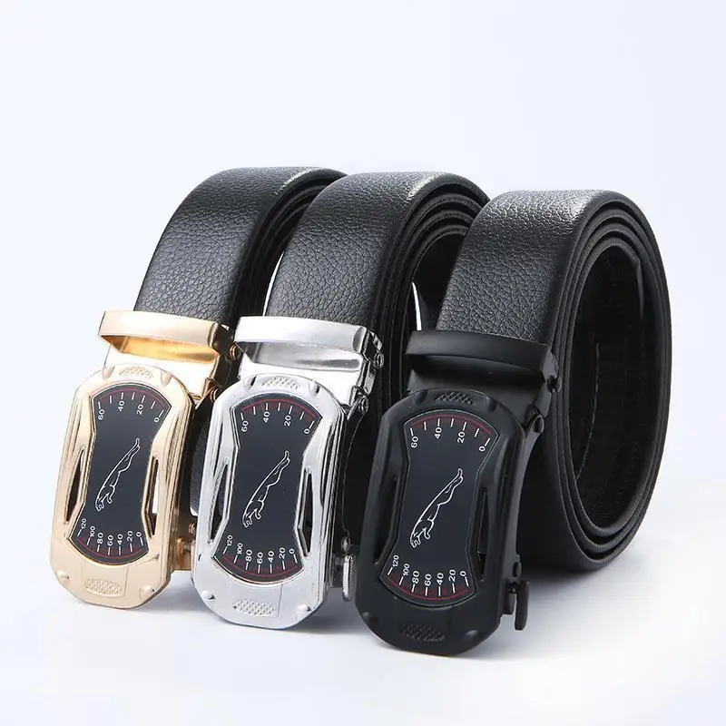 Men's Leather Belt with Automatic Buckle & Rose Gold Finish - Image 25