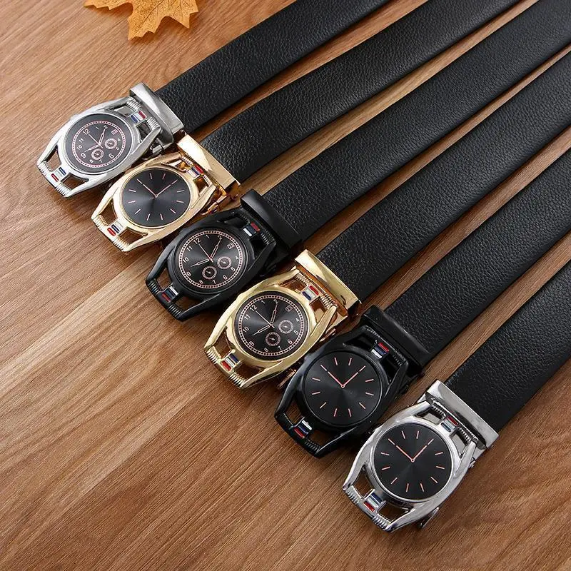 Men's Leather Belt with Automatic Buckle & Rose Gold Finish - Image 26