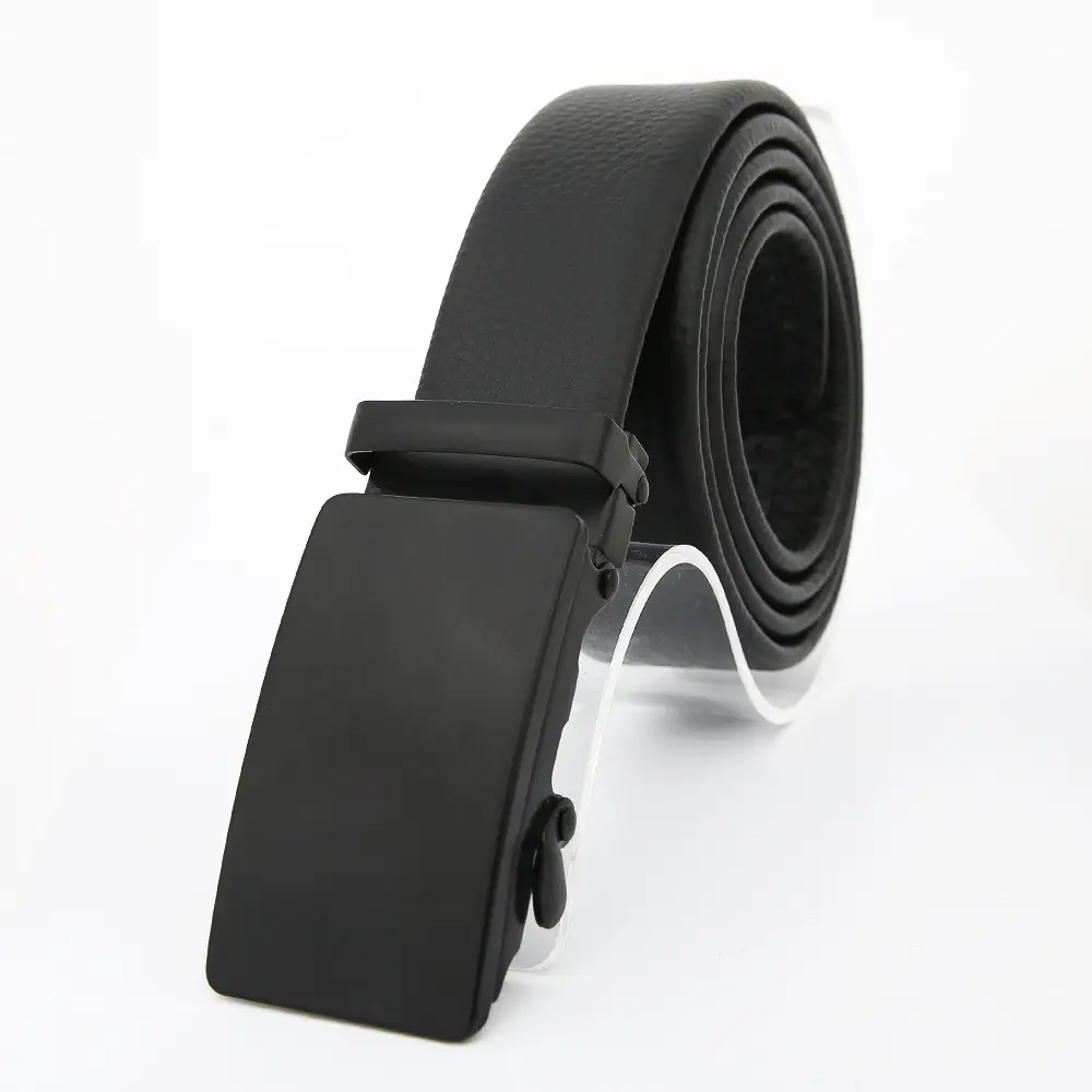 Men's Leather Belt with Automatic Buckle & Rose Gold Finish - Image 34