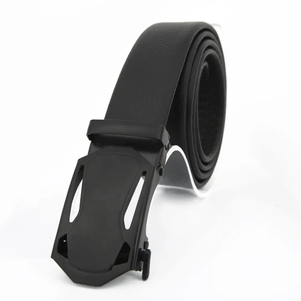 Men's Leather Belt with Automatic Buckle & Rose Gold Finish - Image 35