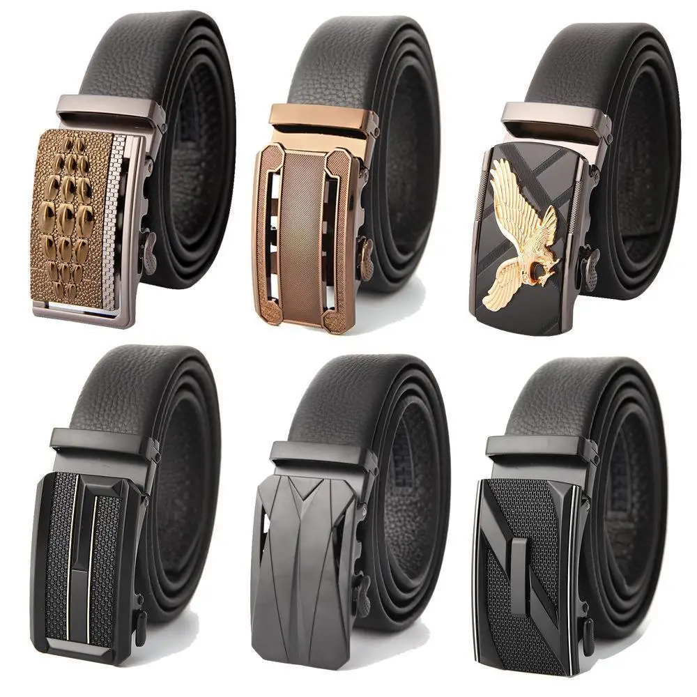 Men's Black Leather Belt with Gold M Buckle - Image 41
