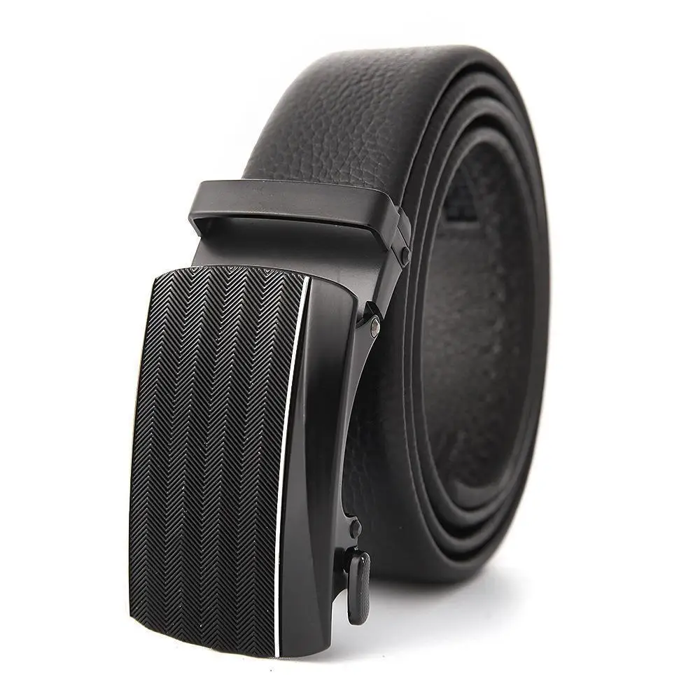 Men's Black Leather Belt with Gold M Buckle - Image 11