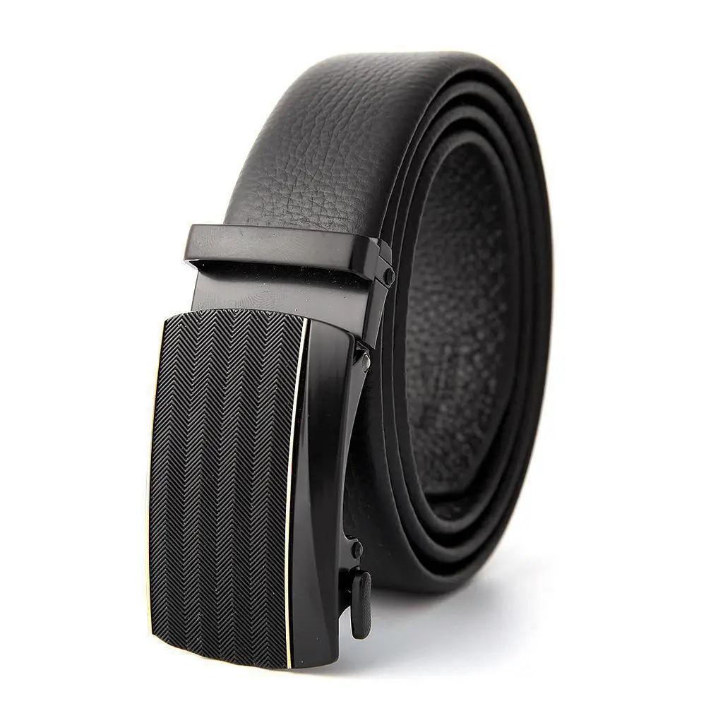 Men's Black Leather Belt with Gold M Buckle - Image 12
