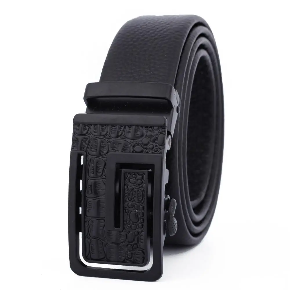 Men's Black Leather Belt with Gold M Buckle - Image 13