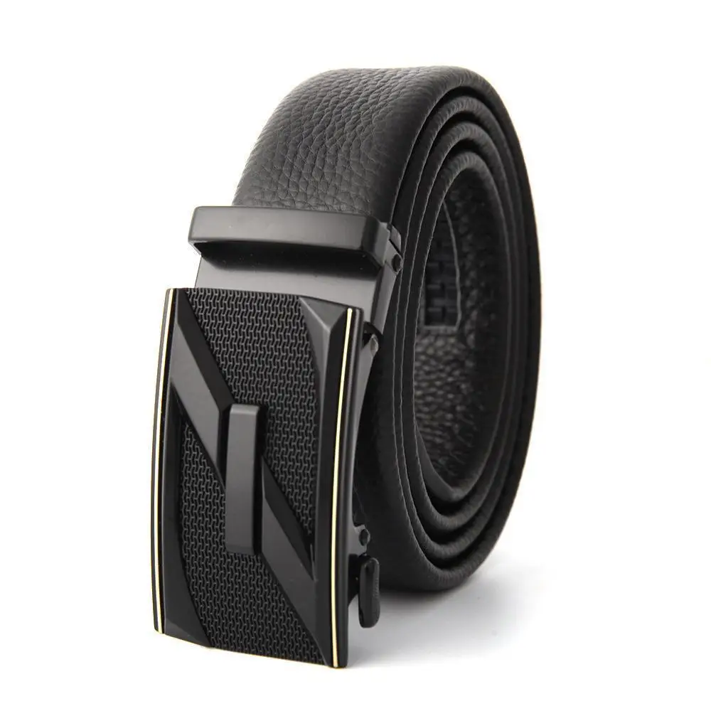 Men's Black Leather Belt with Gold M Buckle - Image 15