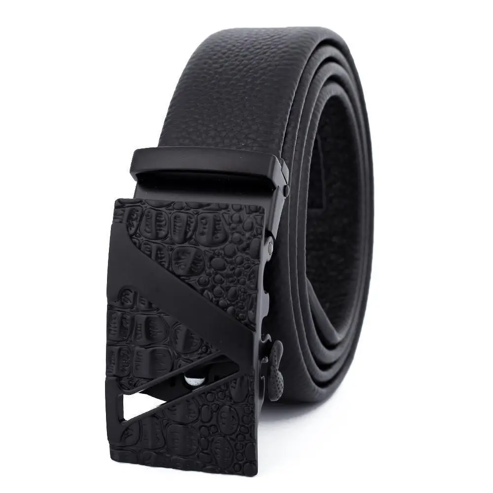 Men's Black Leather Belt with Gold M Buckle - Image 17