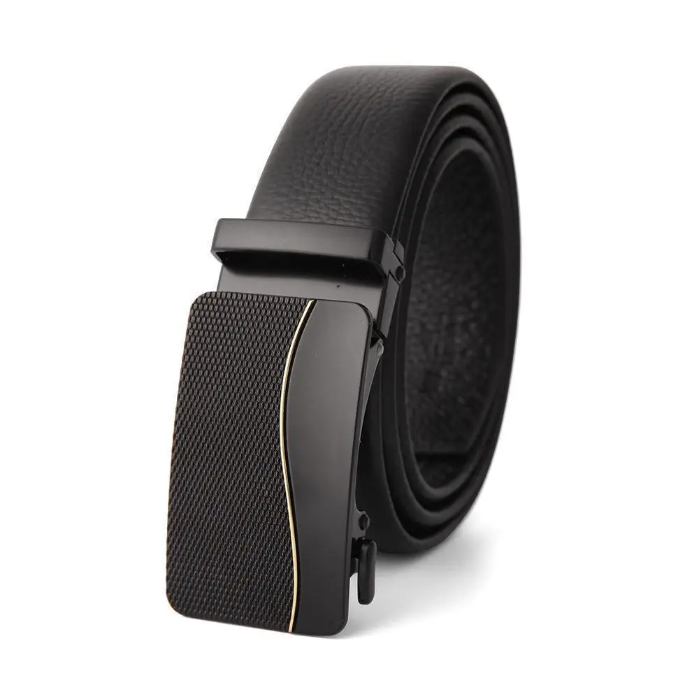 Men's Black Leather Belt with Gold M Buckle - Image 20