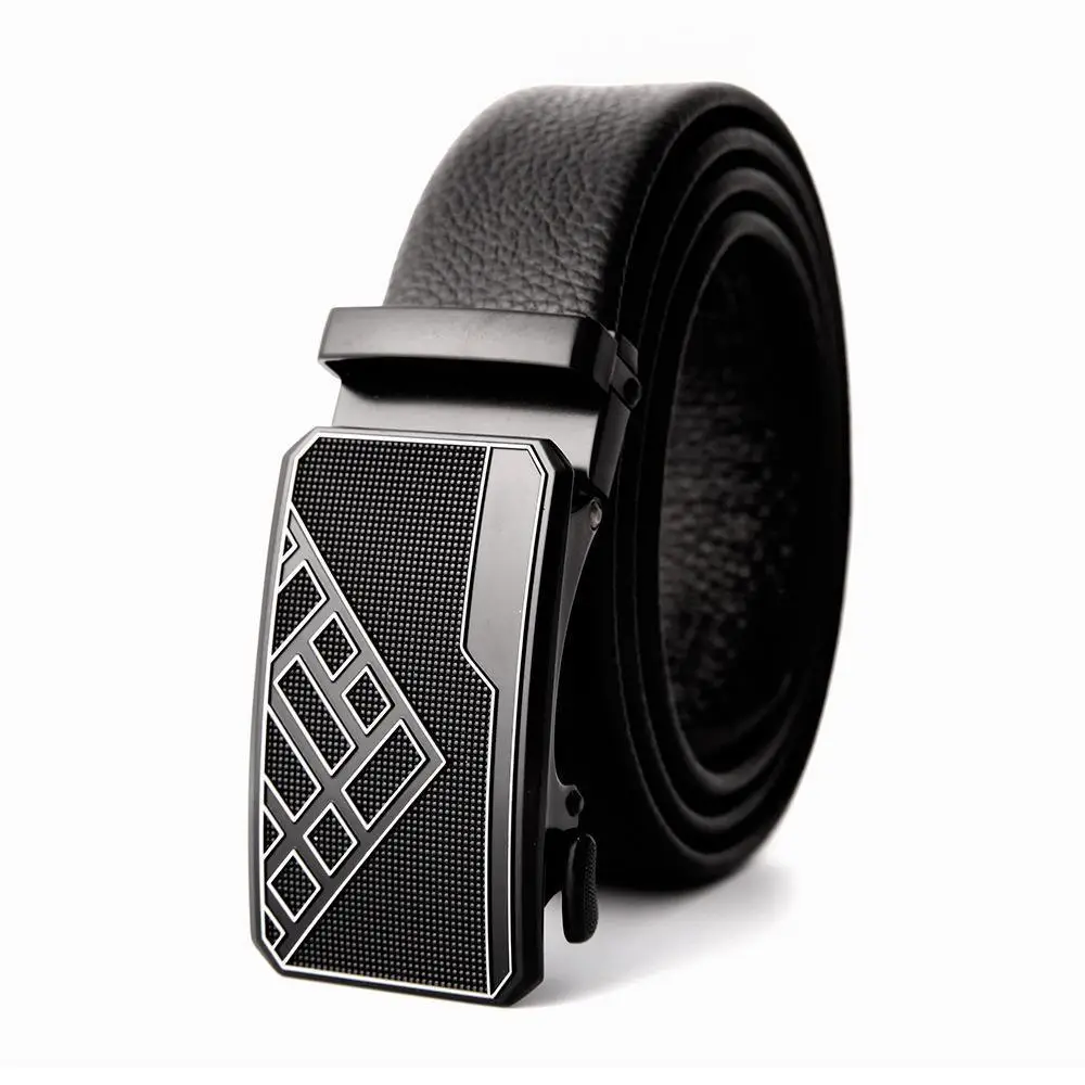 Men's Black Leather Belt with Gold M Buckle - Image 22