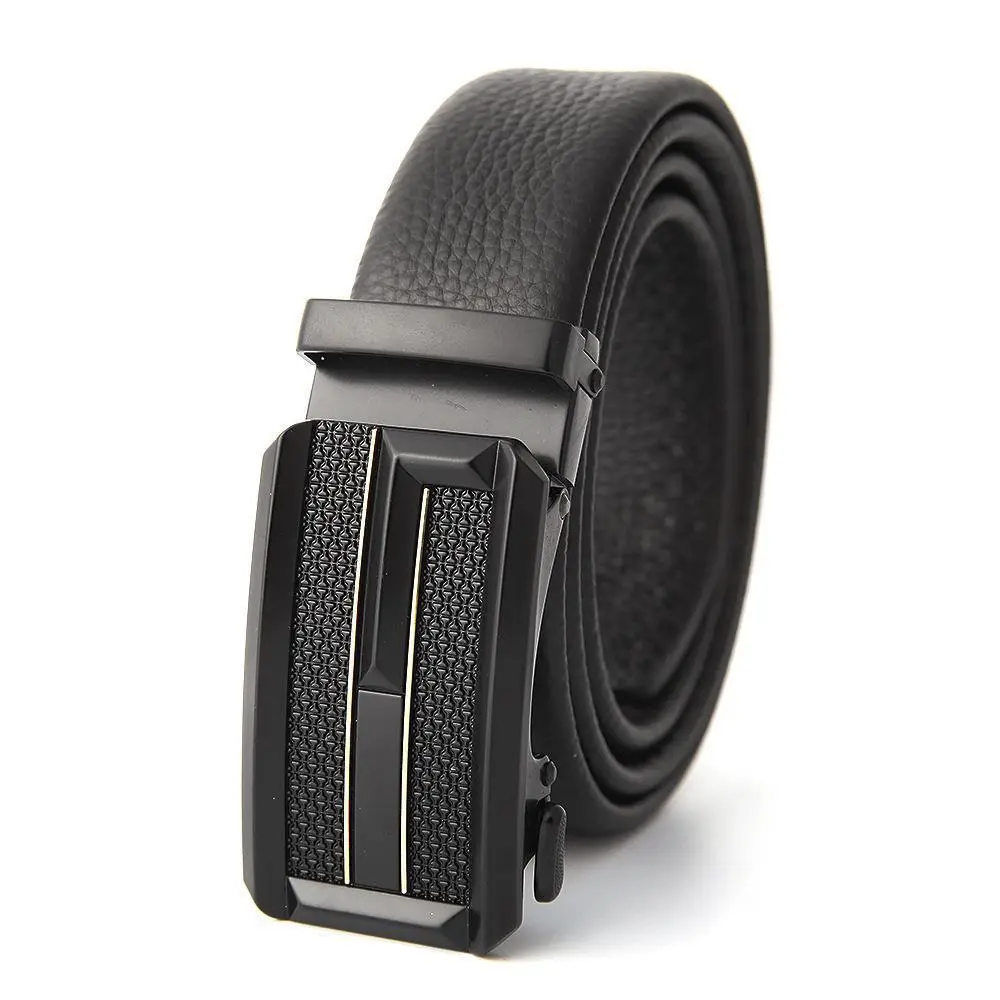 Men's Black Leather Belt with Gold M Buckle - Image 23