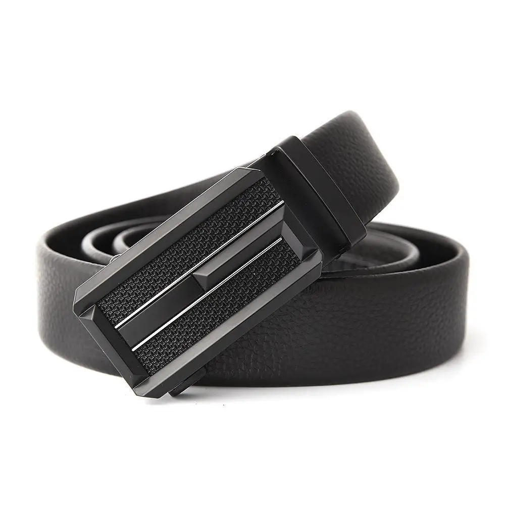 Men's Black Leather Belt with Gold M Buckle - Image 24