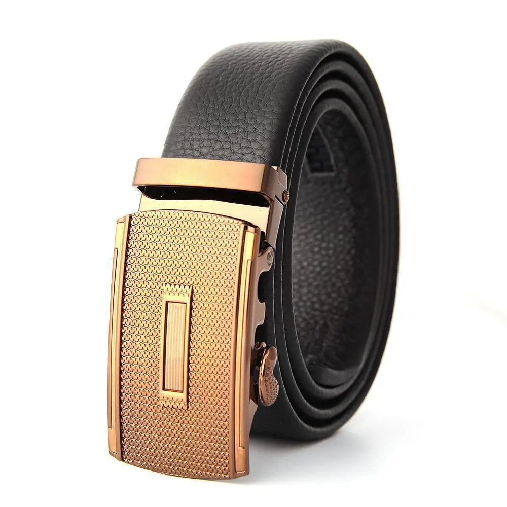 Men's Black Leather Belt with Gold M Buckle - Image 25