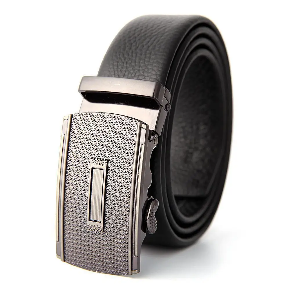 Men's Black Leather Belt with Gold M Buckle - Image 26