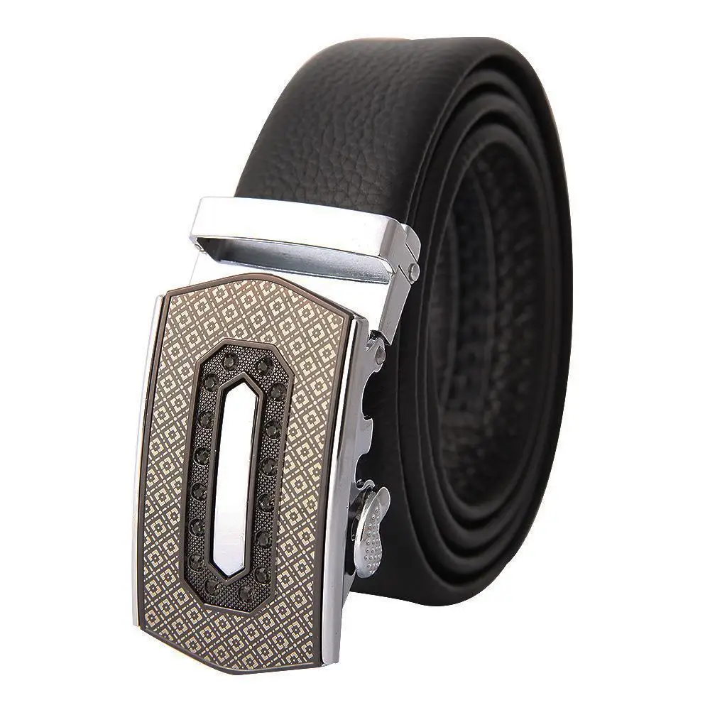 Men's Black Leather Belt with Gold M Buckle - Image 27