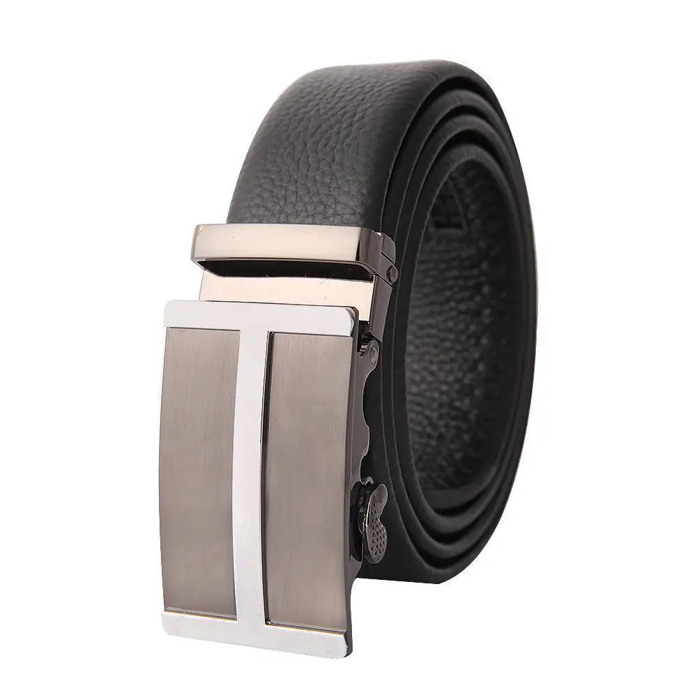 Men's Black Leather Belt with Gold M Buckle - Image 33