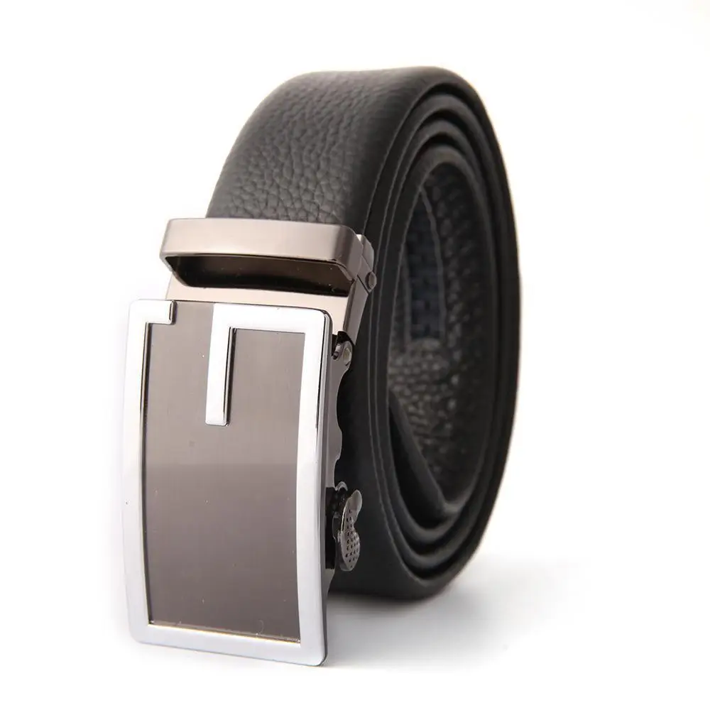 Men's Black Leather Belt with Gold M Buckle - Image 35