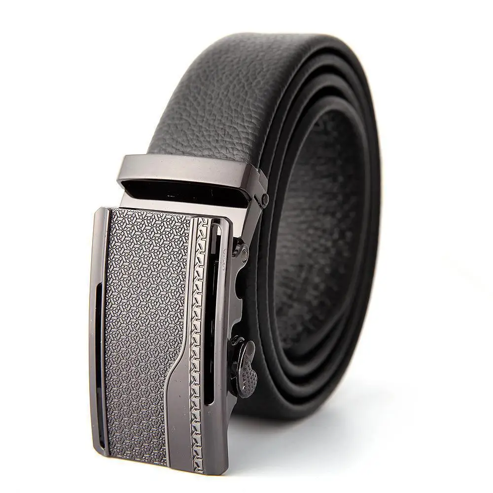Men's Black Leather Belt with Gold M Buckle - Image 40