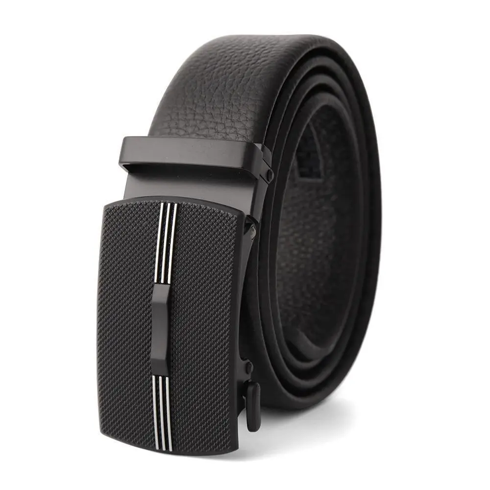 Men's Black Leather Belt with Gold M Buckle - Image 6