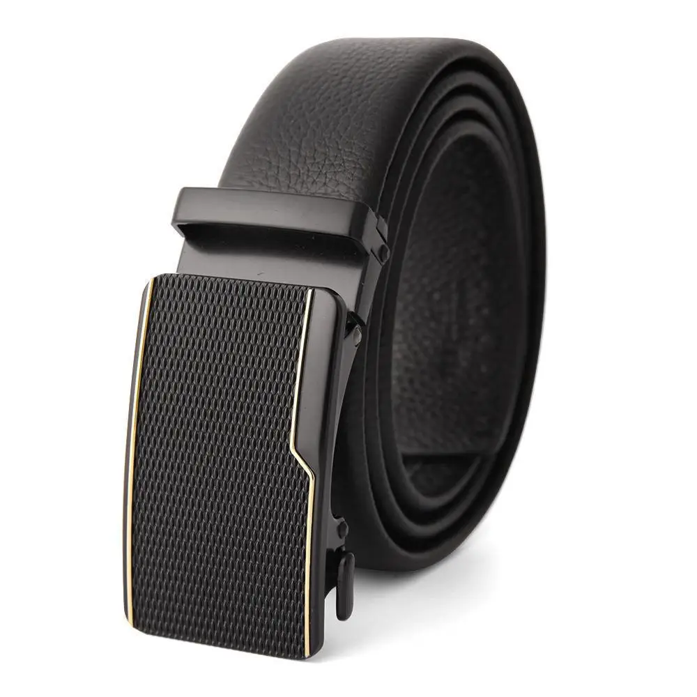 Men's Black Leather Belt with Gold M Buckle - Image 8
