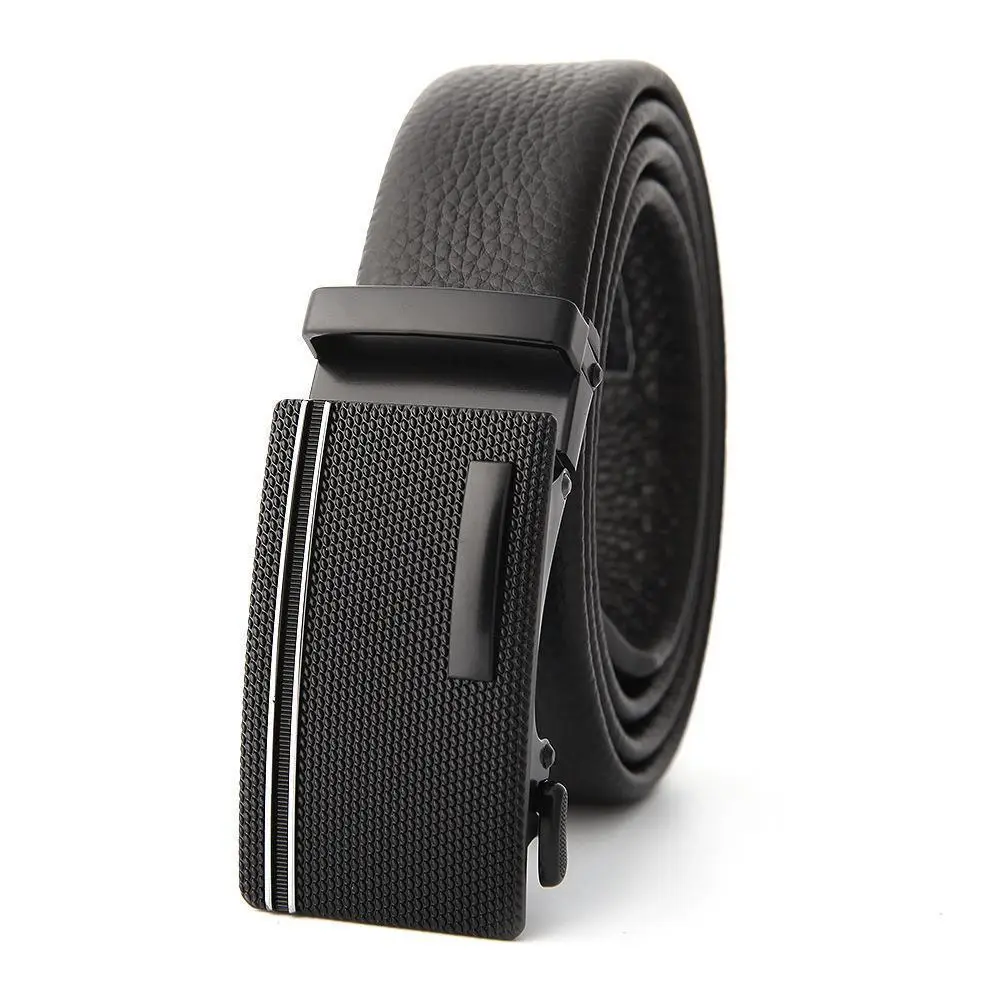 Men's Black Leather Belt with Gold M Buckle - Image 9
