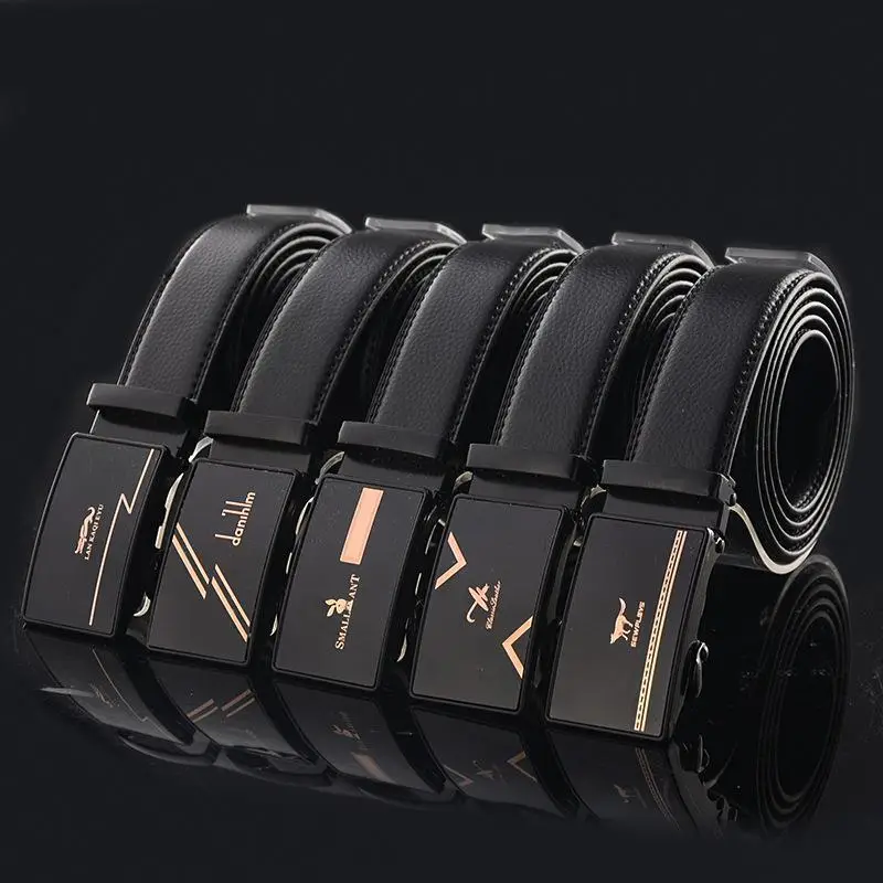Men's Black Leather Belt with Automatic Buckle - Image 6
