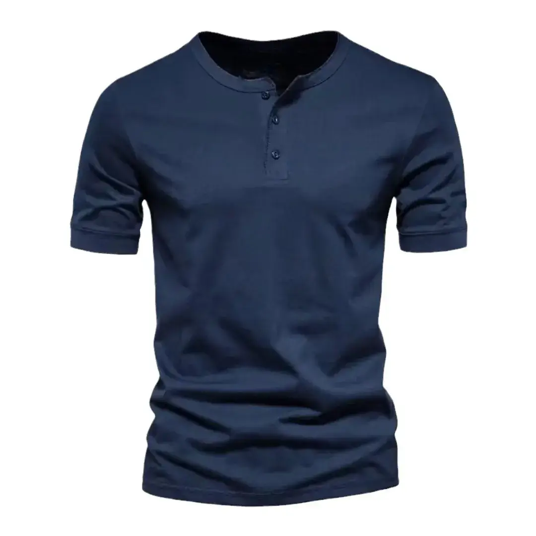 Men's Blue American Henry T-Shirt Short Sleeve Slim Fit - Image 12