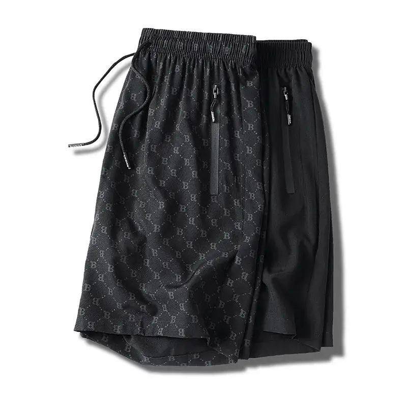 Men Black Printed Shorts Large 2305 - Image 3