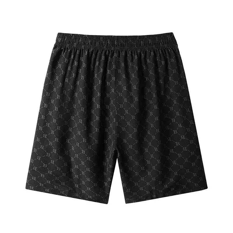 Men Black Printed Shorts Large 2305 - Image 4