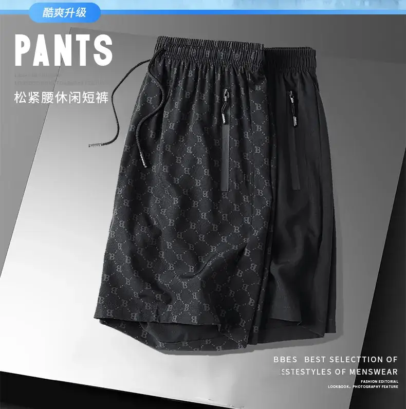 Men Black Printed Shorts Large 2305 — feature 3