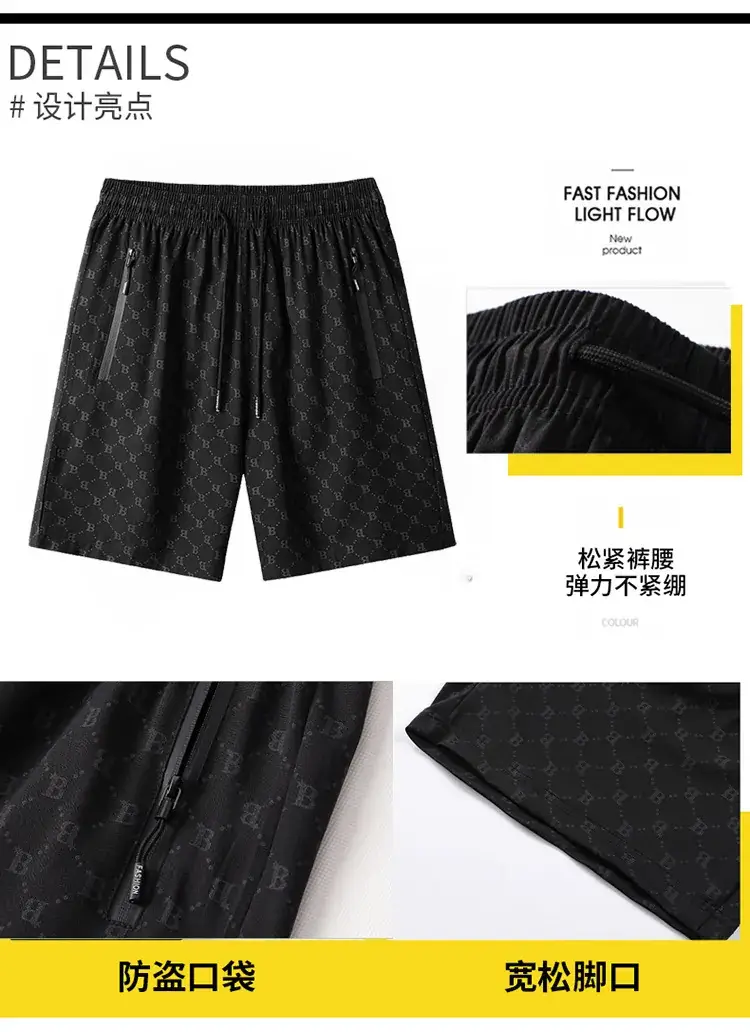Men Black Printed Shorts Large 2305 — feature 6