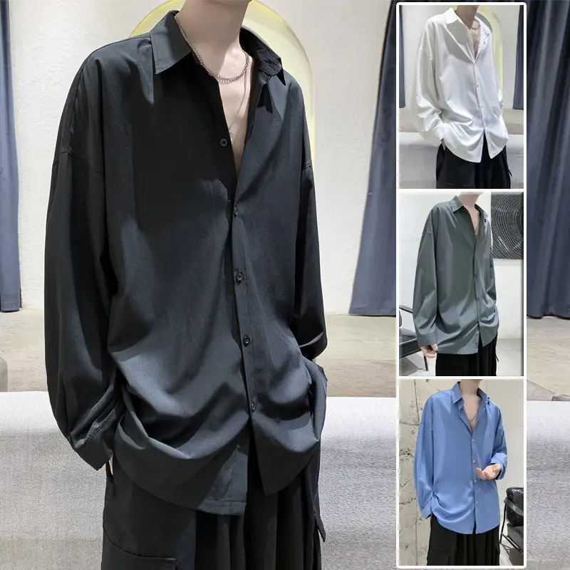 Black Long Sleeve Shirt for Men Autumn Winter Style