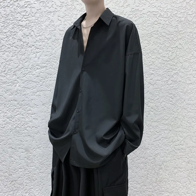 Black Long Sleeve Shirt for Men Autumn Winter Style