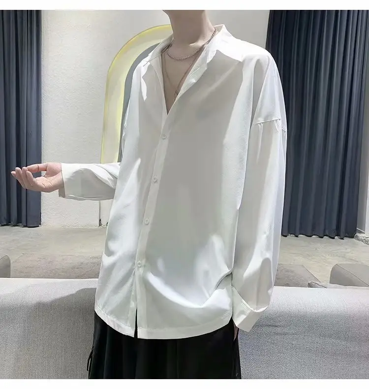 Black Long Sleeve Shirt for Men Autumn Winter Style