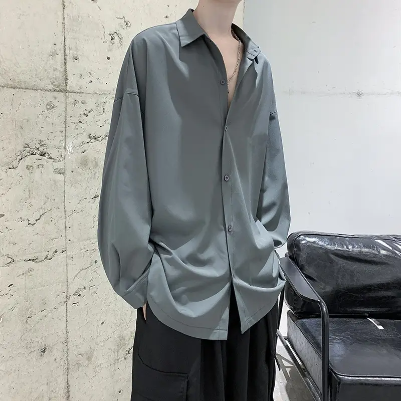 Black Long Sleeve Shirt for Men Autumn Winter Style
