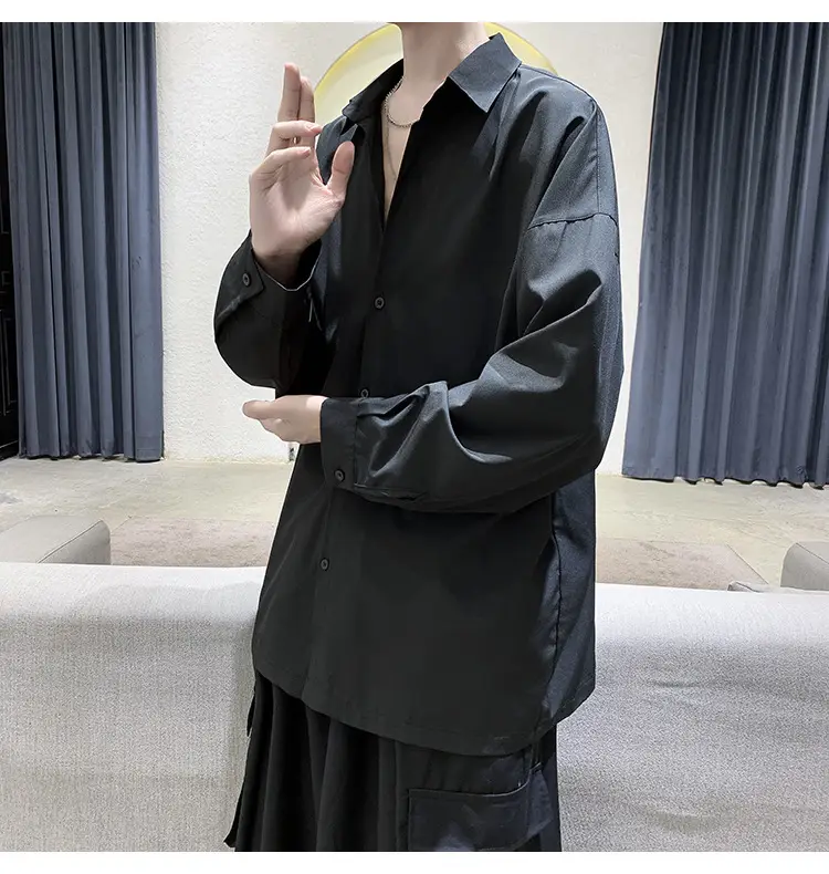 Black Long Sleeve Shirt for Men Autumn Winter Style — feature 10