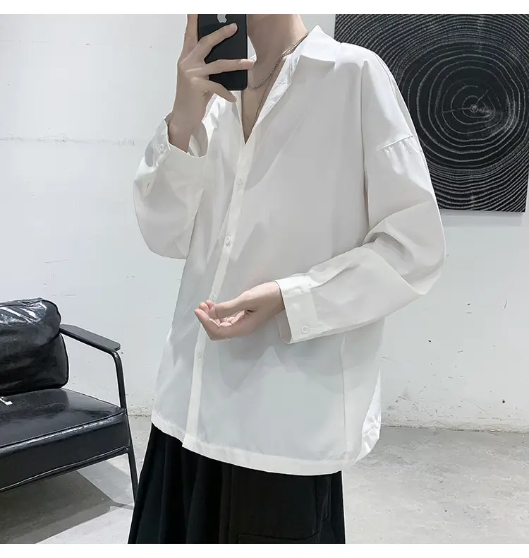 Black Long Sleeve Shirt for Men Autumn Winter Style — feature 16