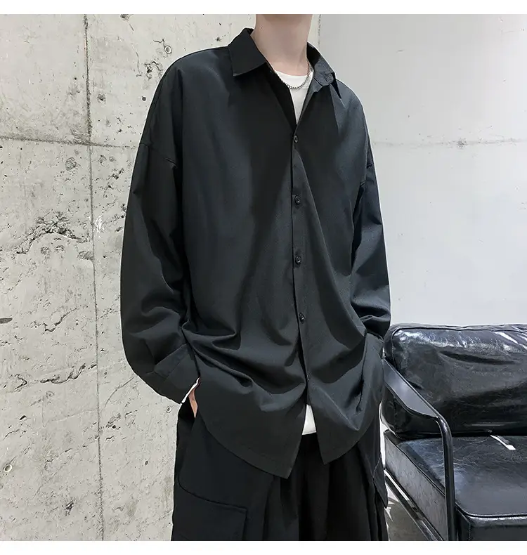 Black Long Sleeve Shirt for Men Autumn Winter Style — feature 3