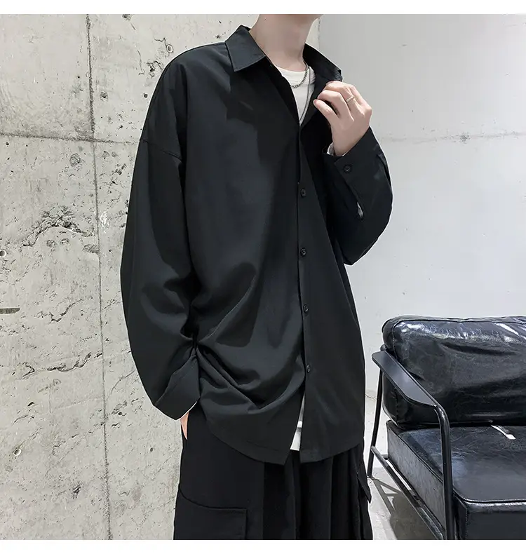 Black Long Sleeve Shirt for Men Autumn Winter Style — feature 4
