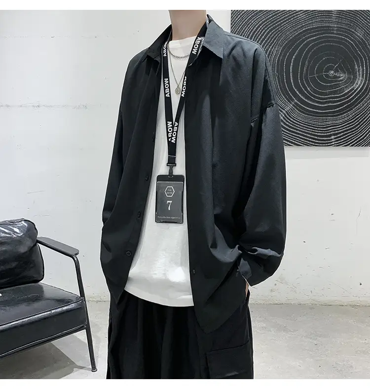 Black Long Sleeve Shirt for Men Autumn Winter Style — feature 5