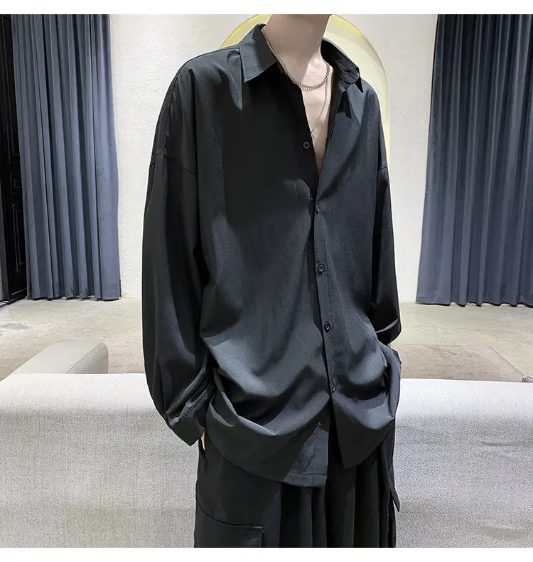 Black Long Sleeve Shirt for Men Autumn Winter Style — feature 7