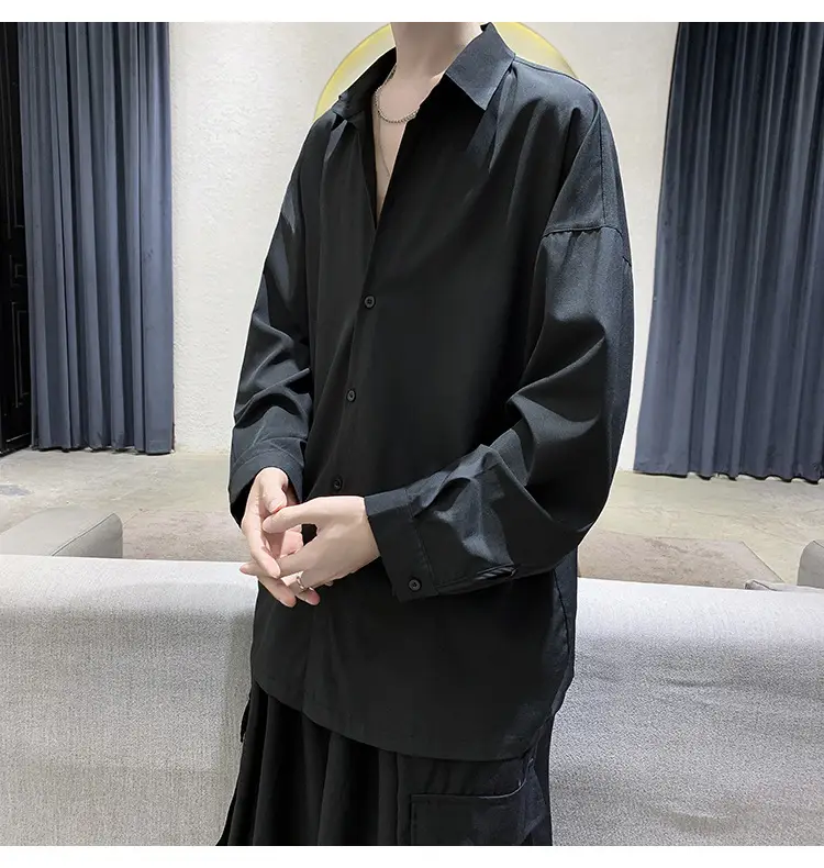 Black Long Sleeve Shirt for Men Autumn Winter Style — feature 8