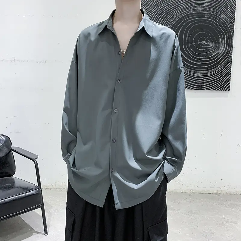 Black Long Sleeve Shirt for Men Autumn Winter Style